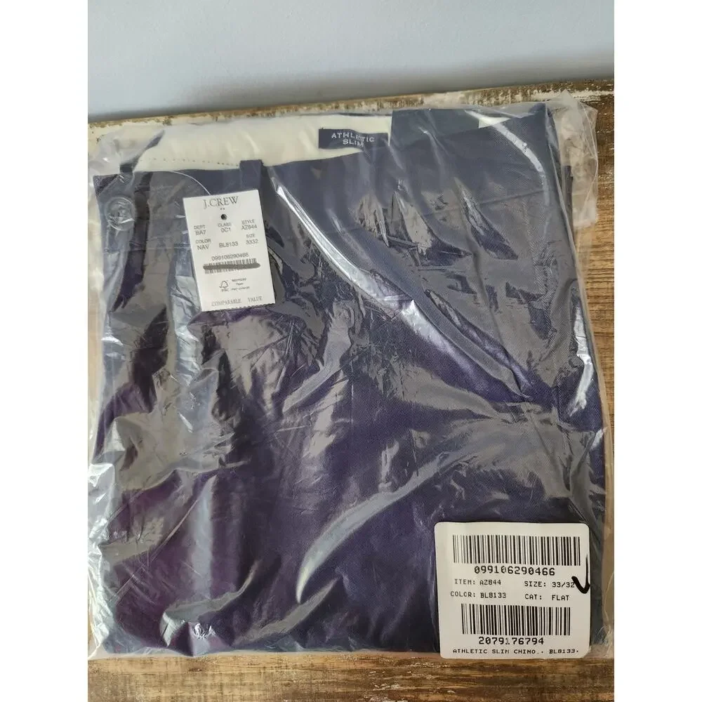 NWT J. Crew Men's Athletic Slim-Fit Chino Pant Navy Blue 33/32